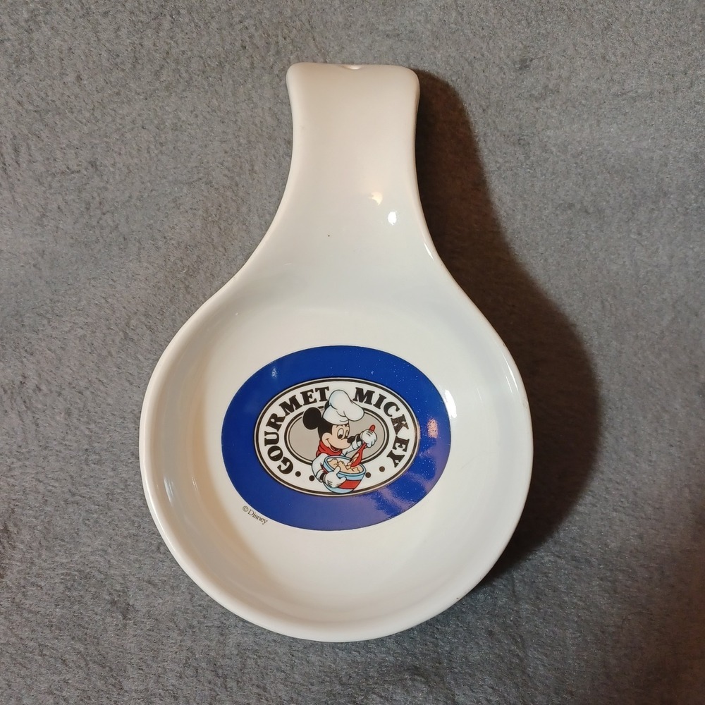 Vintage Treasure Craft Disney Spoon Rest Large Gourmet Chef Mickey Ceramic FLAWS